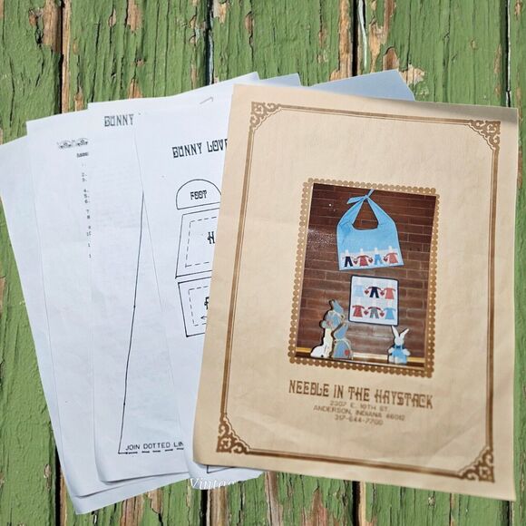 Vintage Quilting Pattern: Bunny Love Collar & Mini Quilt Needle in the Haystack - Picture 2 of 5